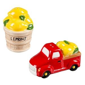 Farmhouse Red Truck & Lemon Basket Salt & Pepper Shaker Set, Farmhouse Lemons